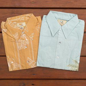 Silk Floral Button Down Shirts Men Lot of 2 Casual Hawaiian Camp Top NEW Small